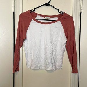 3/4-Sleeve Raglan Crop Top L Rose Pink